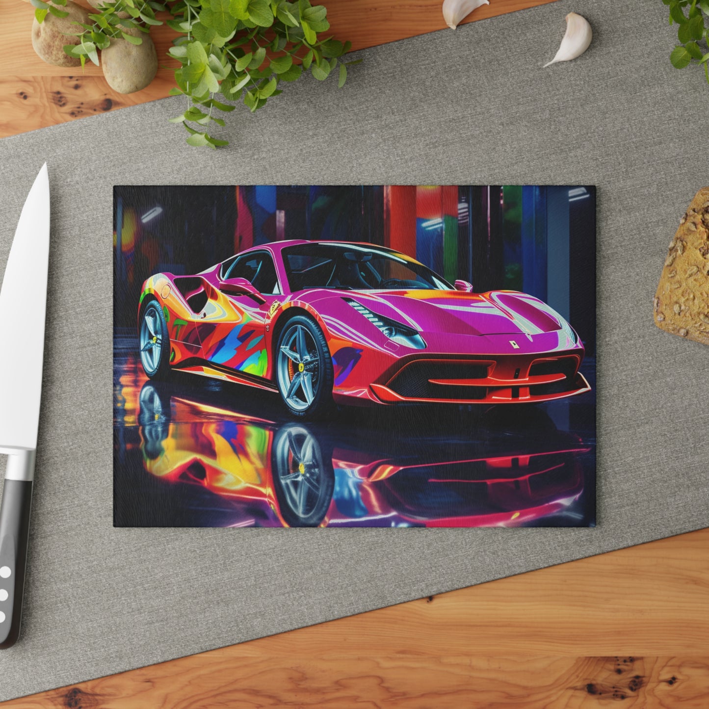 Glass Cutting Board Pink Macro Ferrari 1