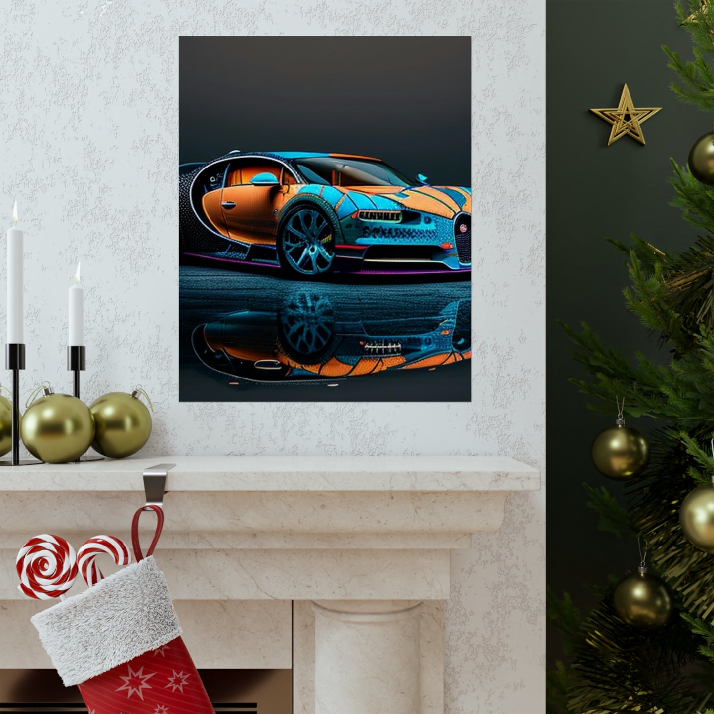 Premium Matte Vertical Posters Bugatti Blue 1