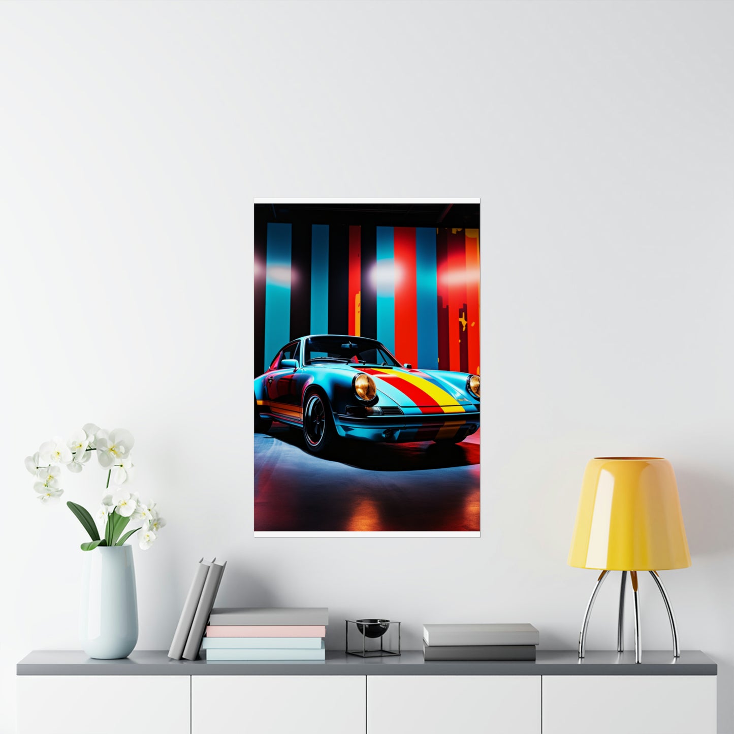 Premium Matte Vertical Posters Macro American Flag Porsche 3