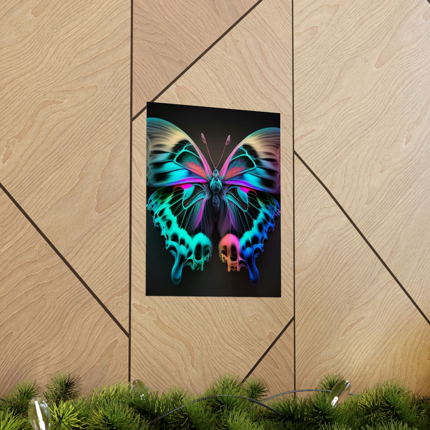 Premium Matte Vertical Posters Neon Butterfly Fusion 2