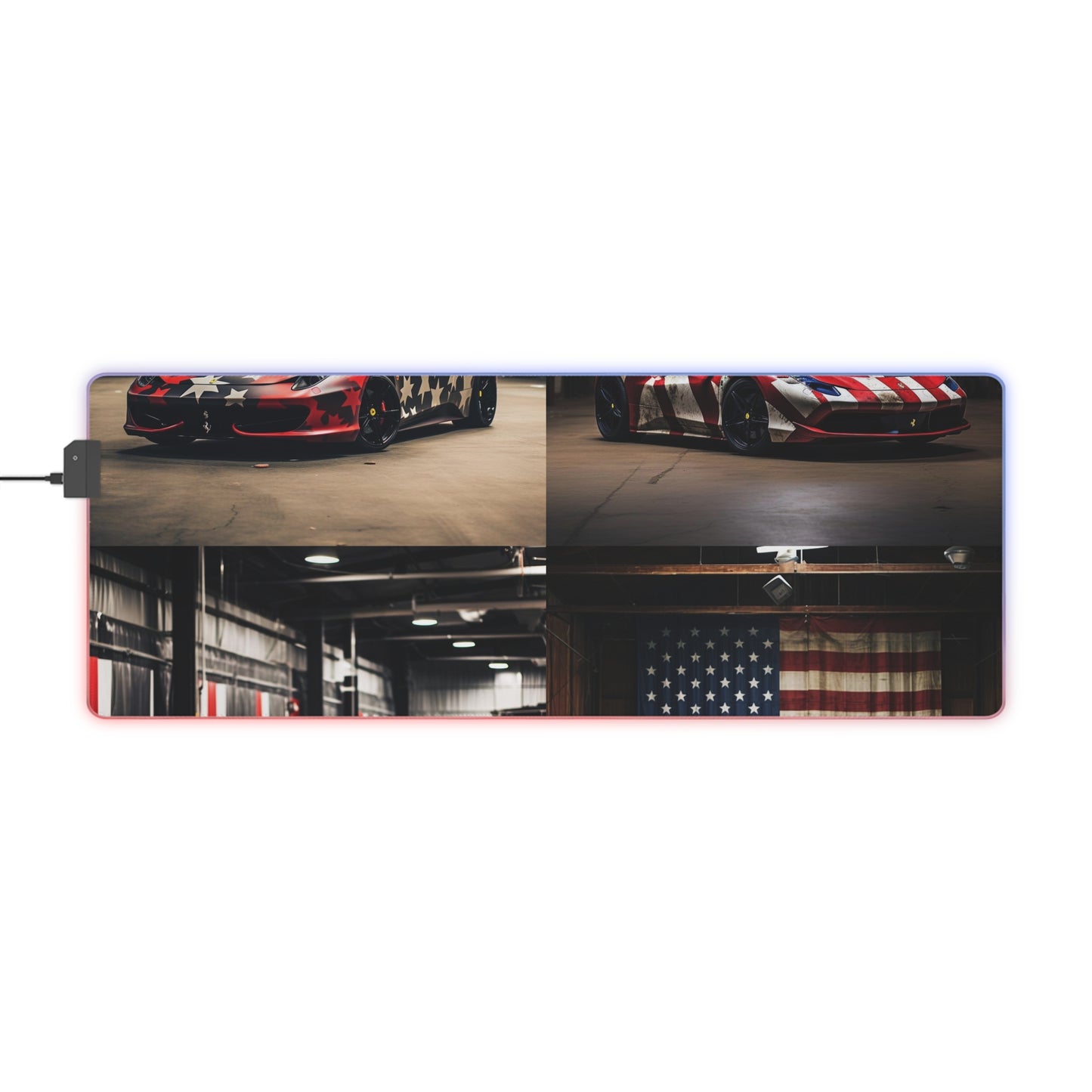 LED Gaming Mouse Pad American Flag Farrari 5