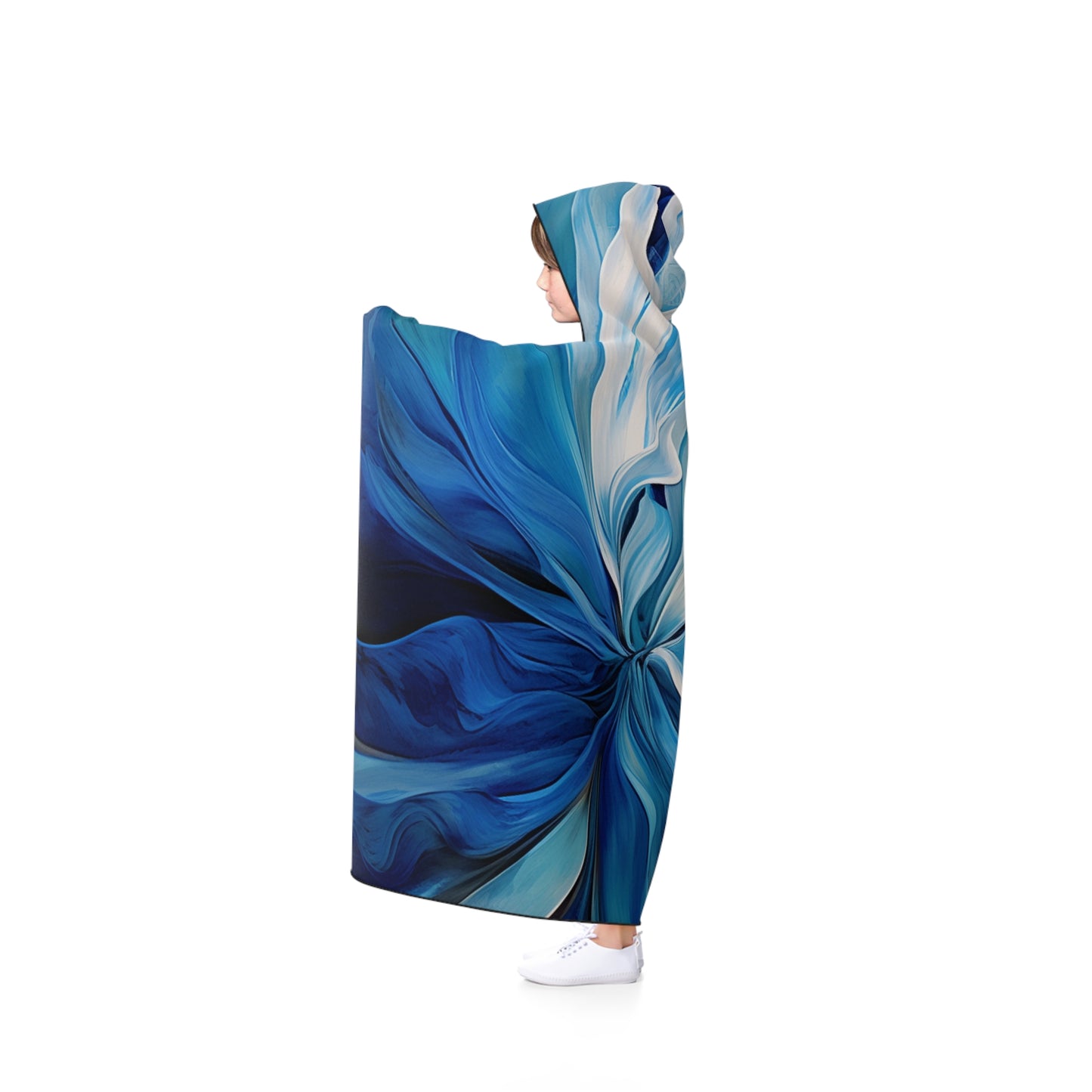 Hooded Blanket Blue Tluip Abstract 1