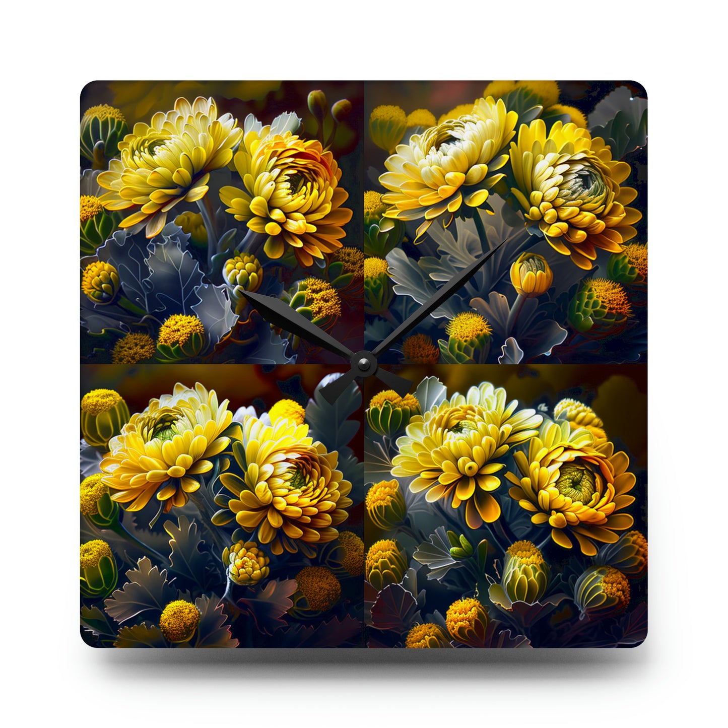 Acrylic Wall Clock Yellow Hermosas Flores Amarillas 5