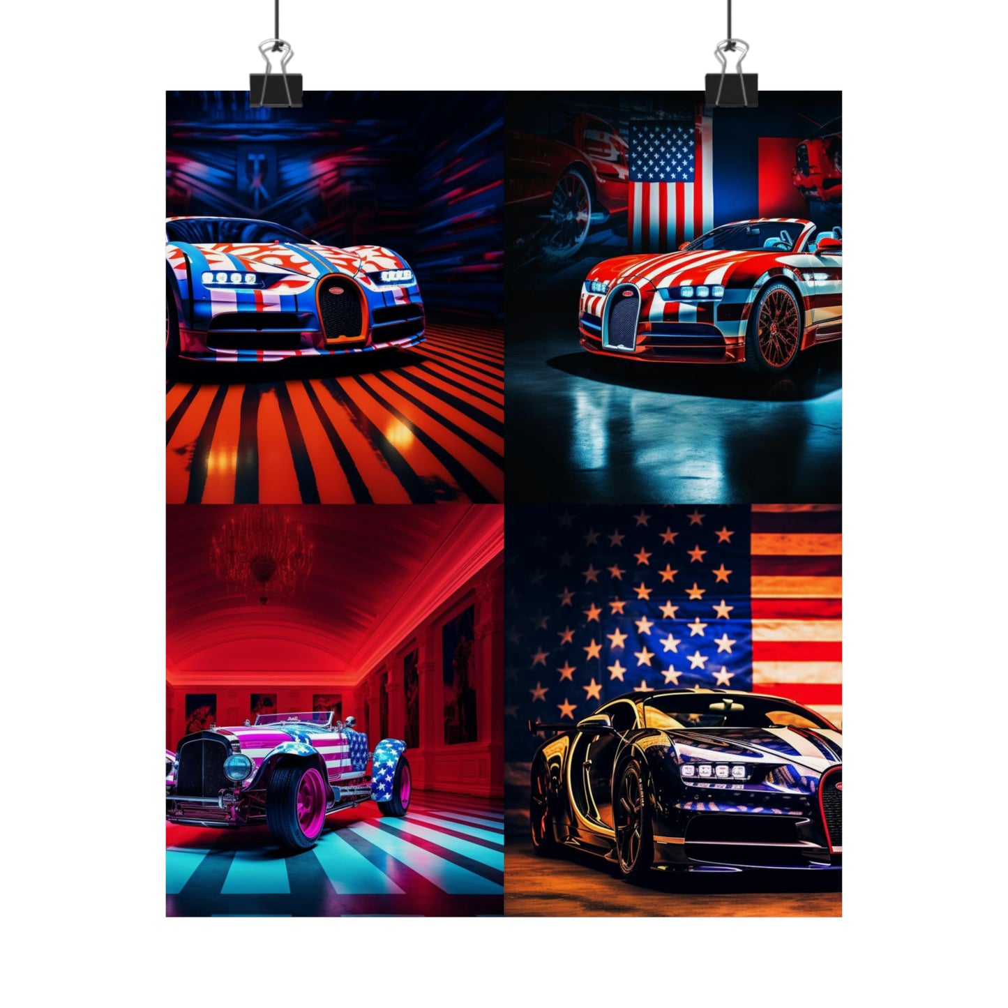 Premium Matte Vertical Posters Macro Bugatti American Flag 5