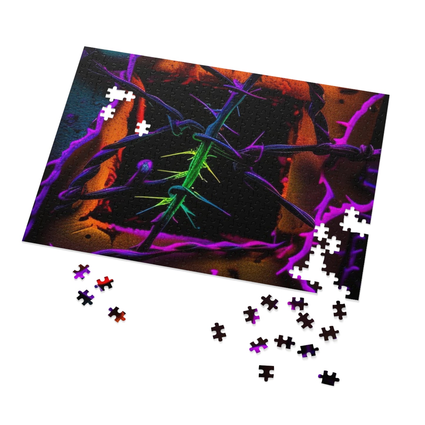 Jigsaw Puzzle (30, 110, 252, 500,1000-Piece) Macro Neon Barbs 1