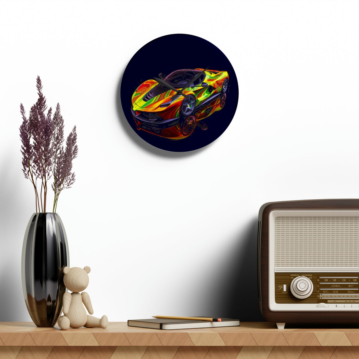 Acrylic Wall Clock Ferrari Neon 4