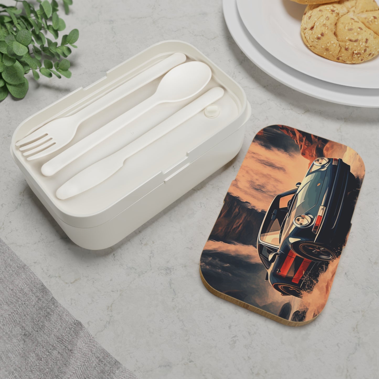 Bento Lunch Box American Flag Porsche Abstract 3