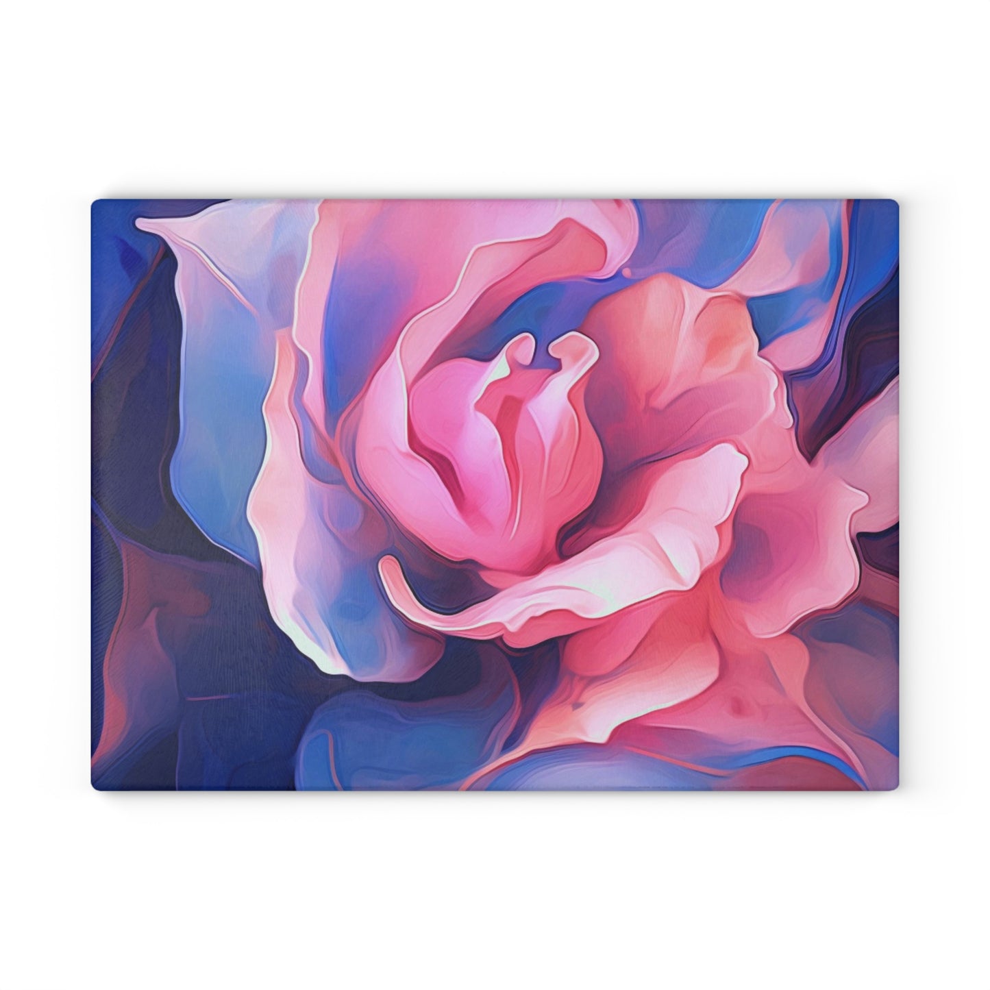 Glass Cutting Board Pink & Blue Tulip Rose 1