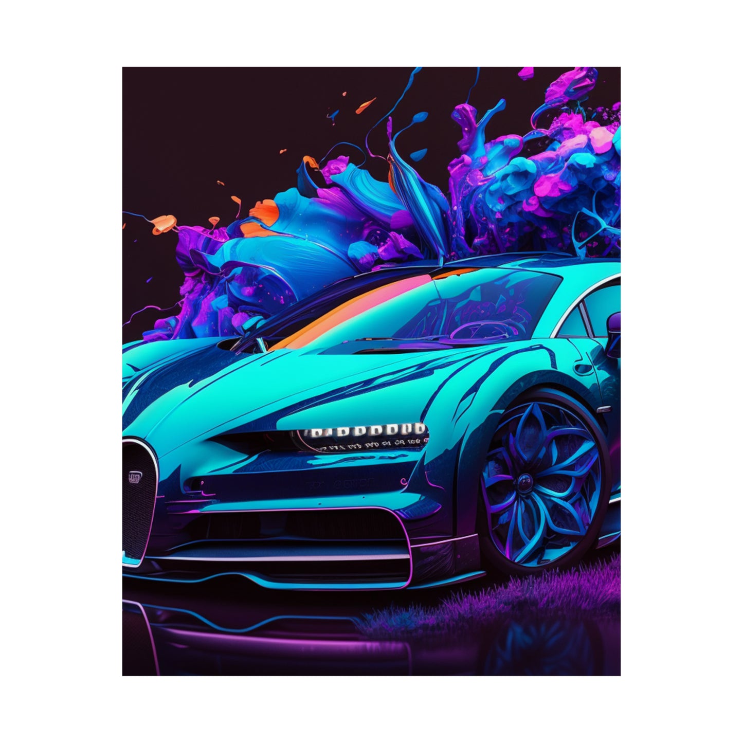 Premium Matte Vertical Posters Bugatti Neon Chiron 3