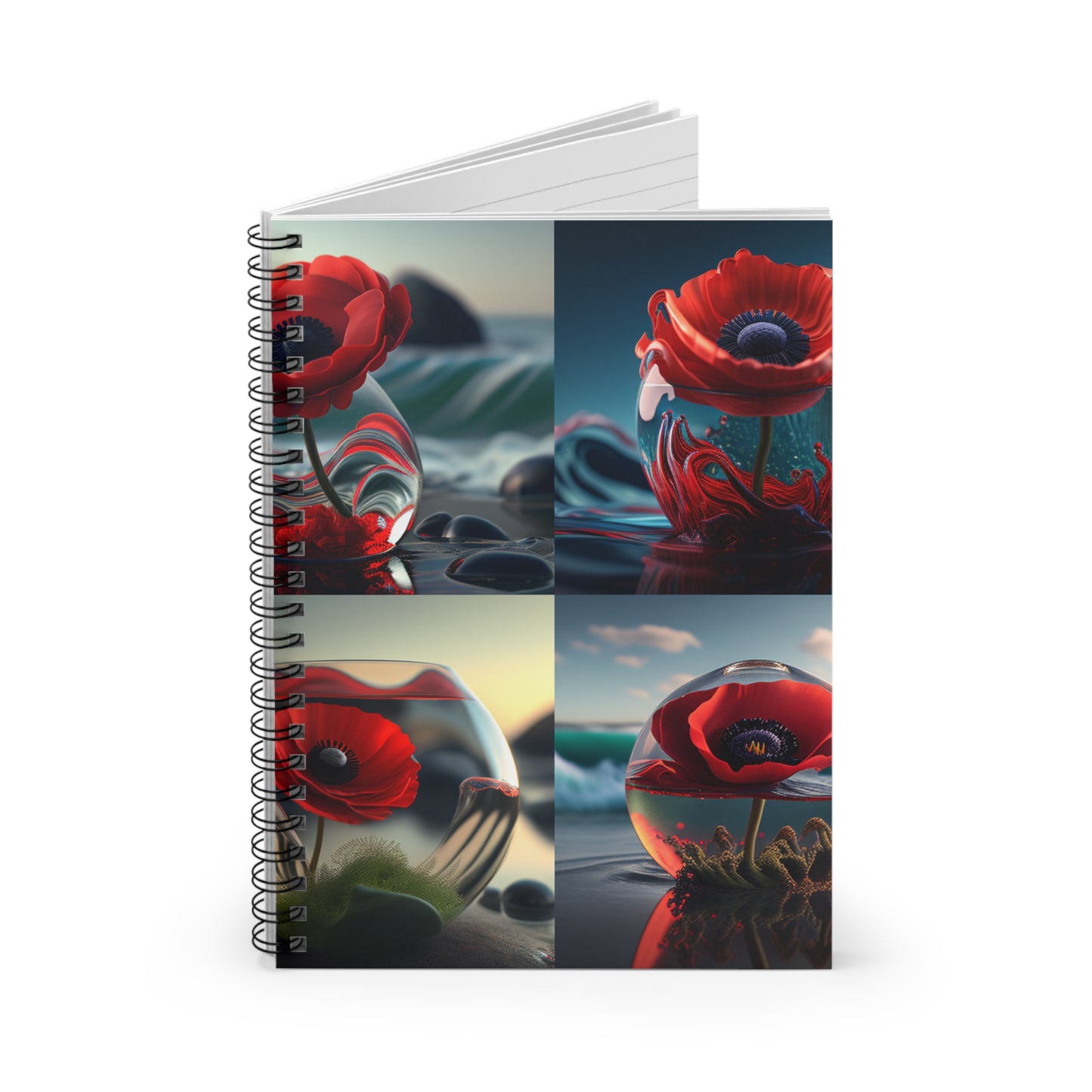 Spiral Notebook - Ruled Line Red Anemone in a Vase 5