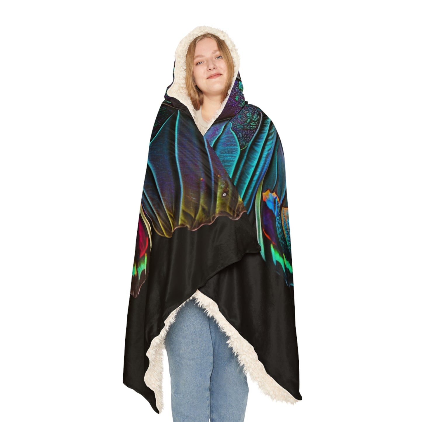 Snuggle Hooded Blanket Hue Neon Butterfly 4