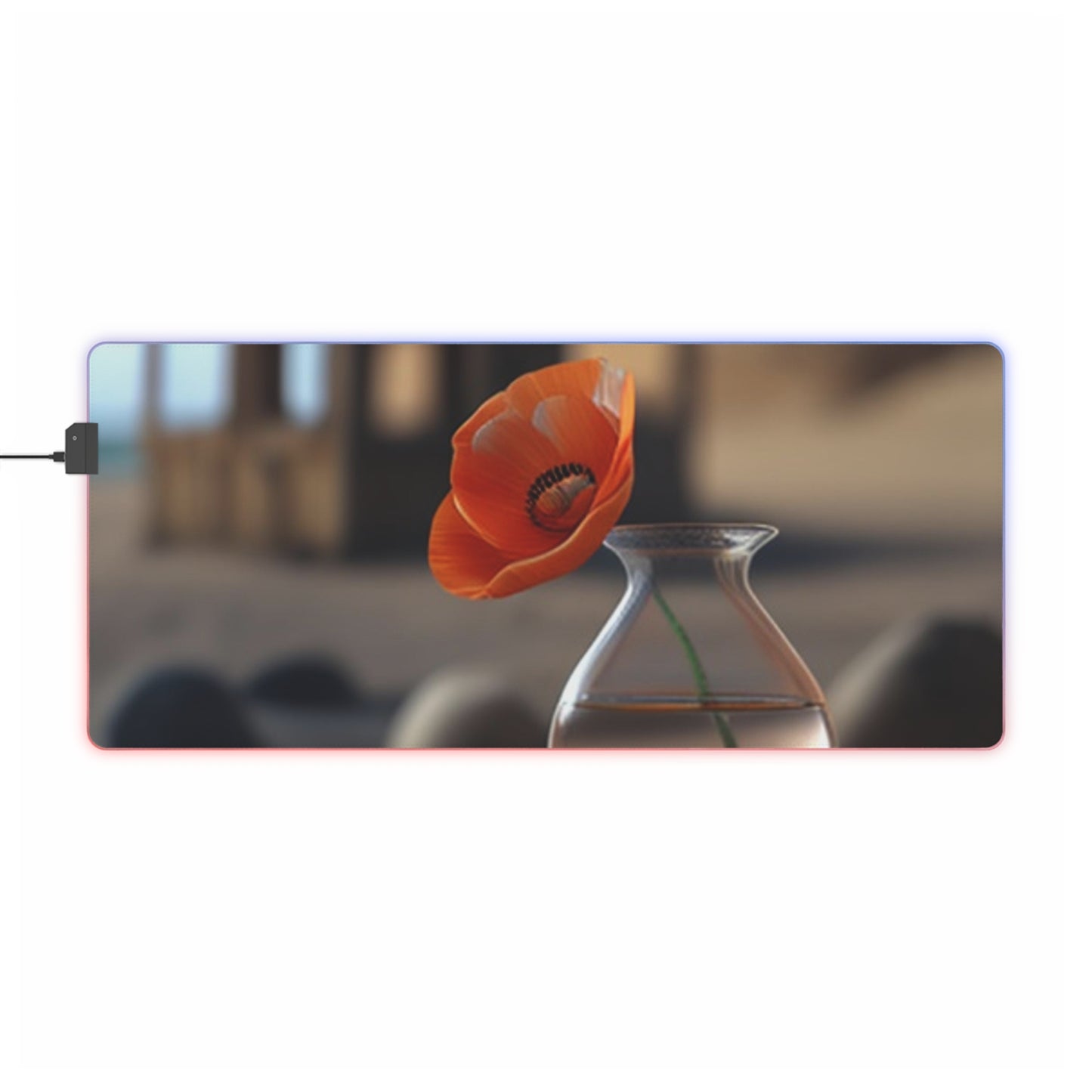 LED Gaming Mouse Pad Poppy in a Glass Vase 1