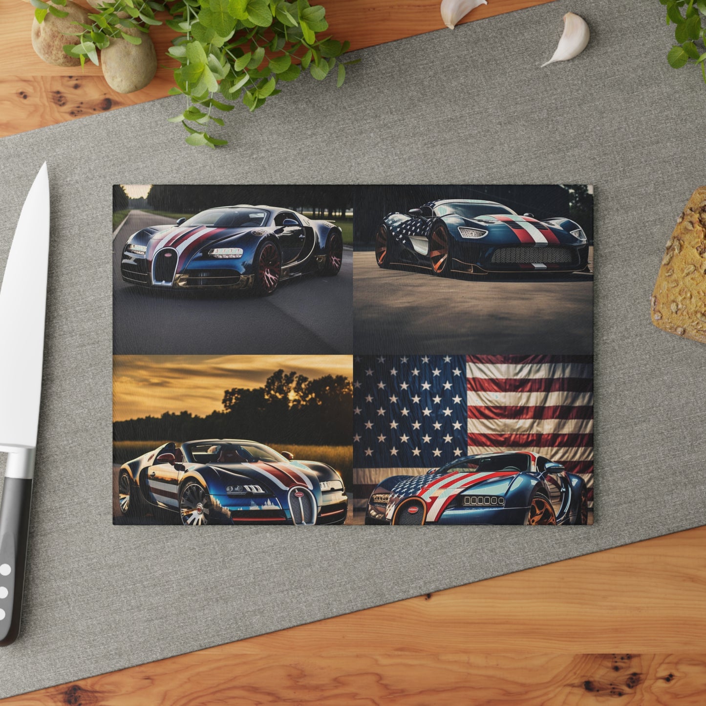 Glass Cutting Board Bugatti Flag American 5