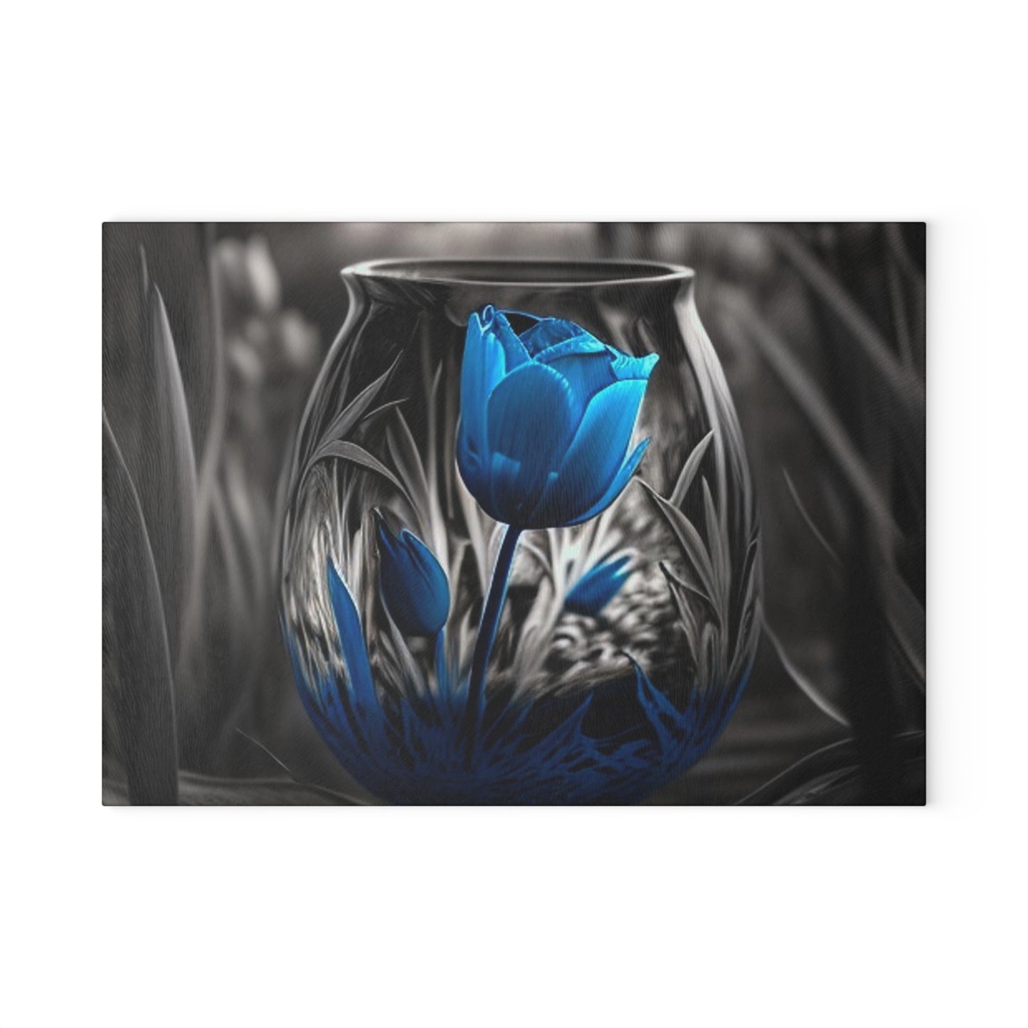 Glass Cutting Board Tulip Blue 3