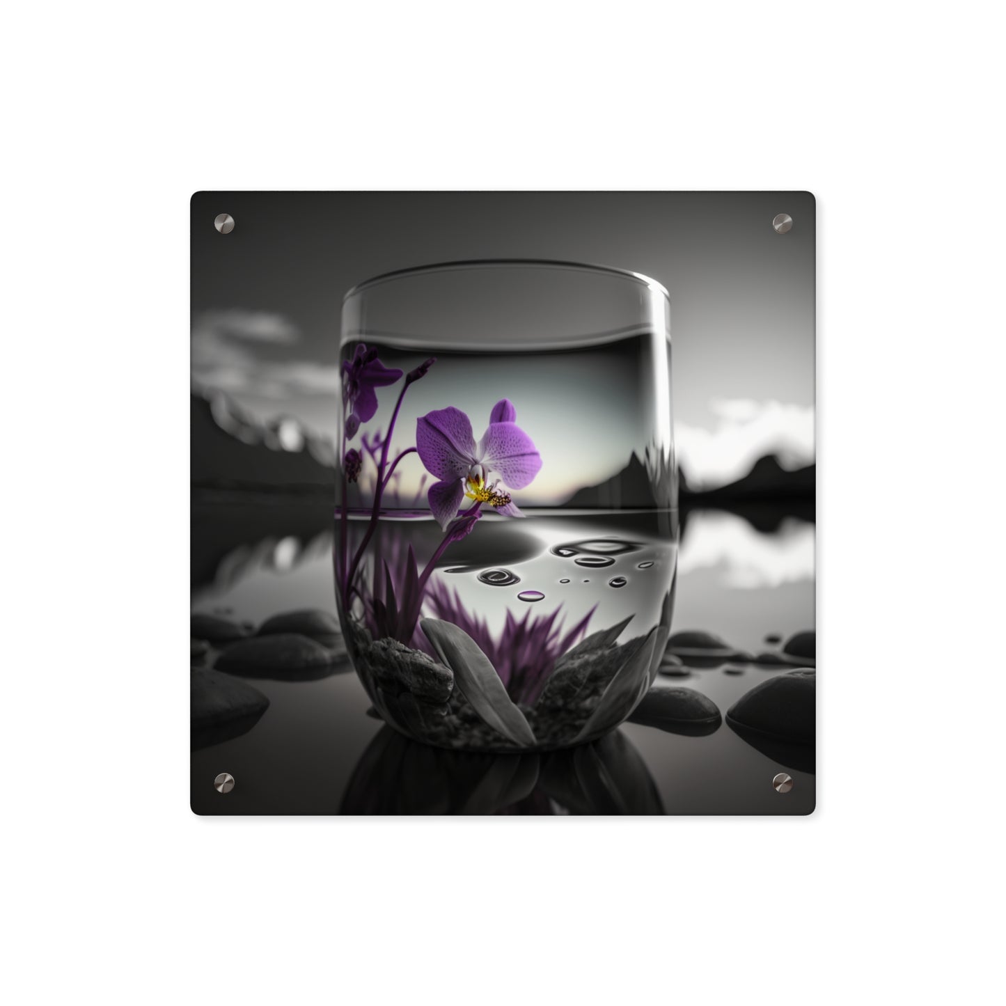 Acrylic Wall Art Panels Purple Orchid Glass vase 2