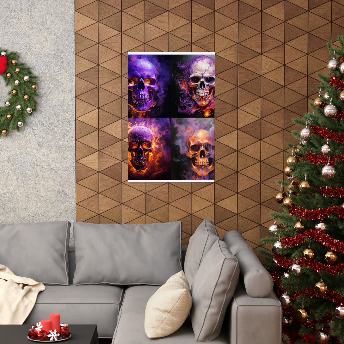 Premium Matte Vertical Posters Skull Flames 5