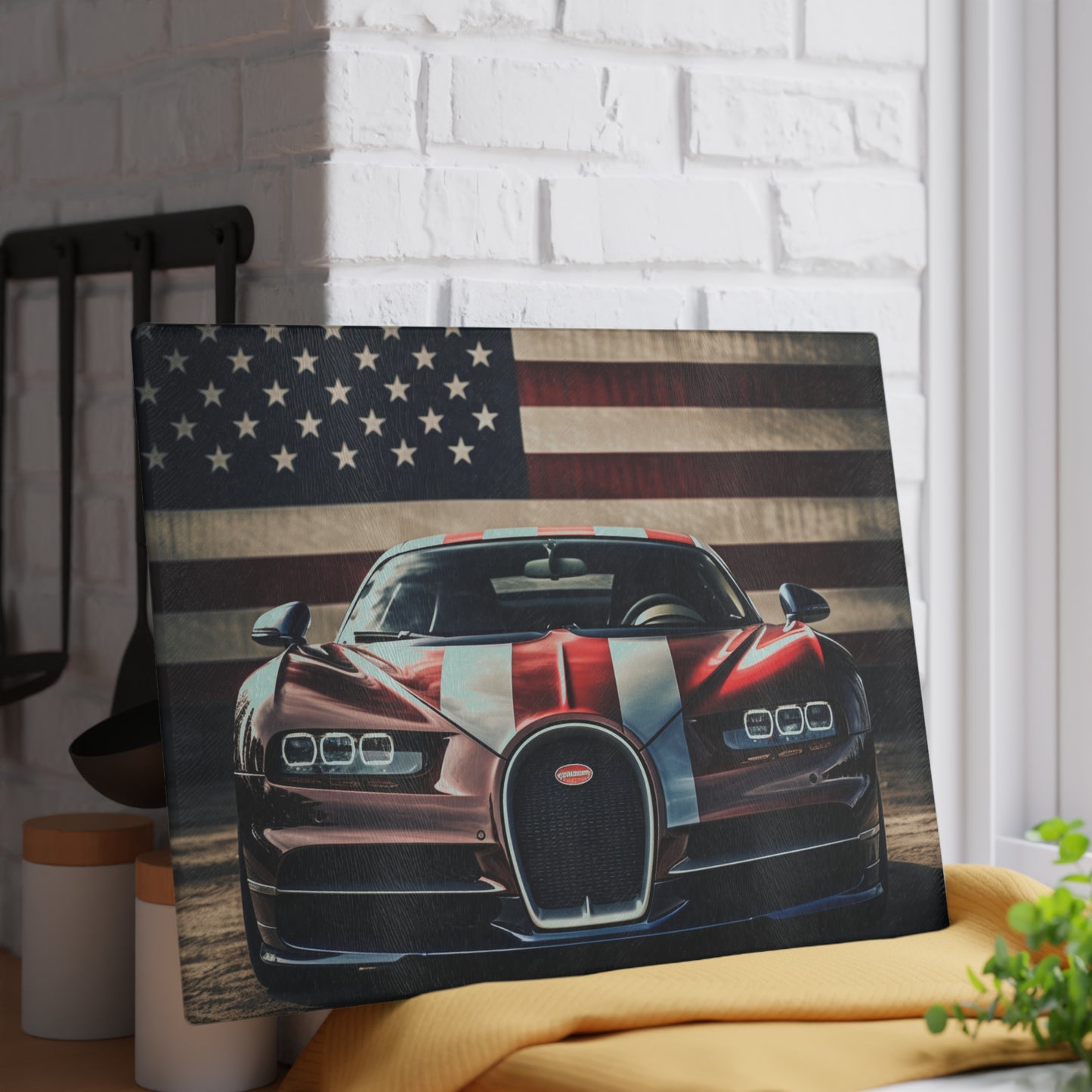 Glass Cutting Board Bugatti Flag 1