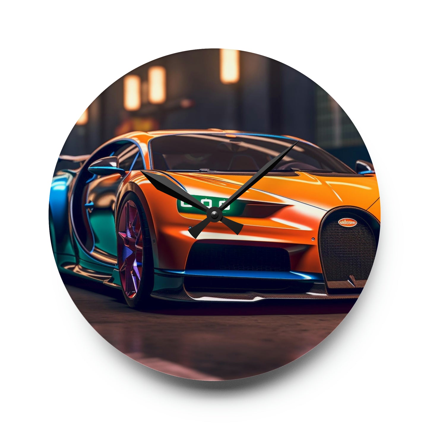 Acrylic Wall Clock Hyper Bugatti Neon Chiron 1