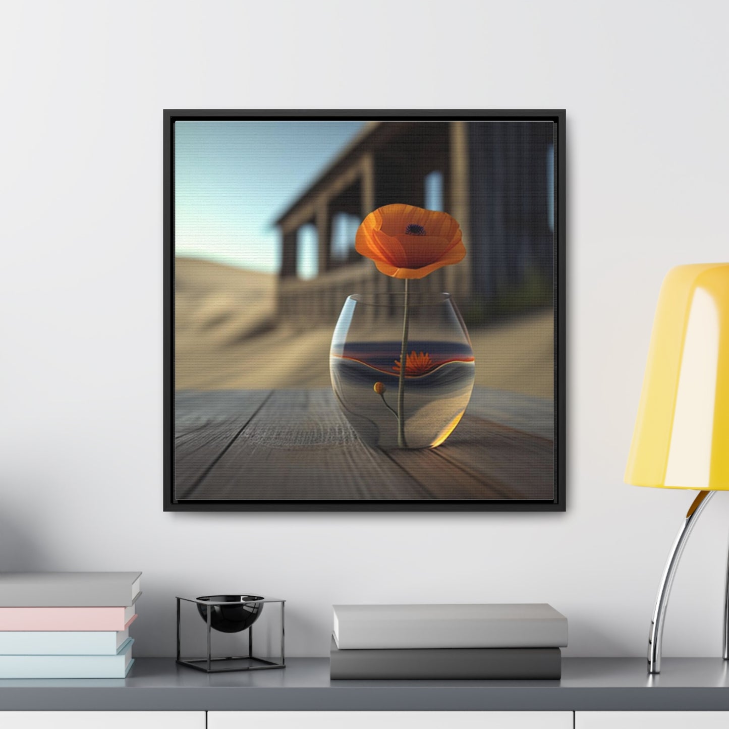 Gallery Canvas Wraps, Square Frame Poppy in a Glass Vase 4
