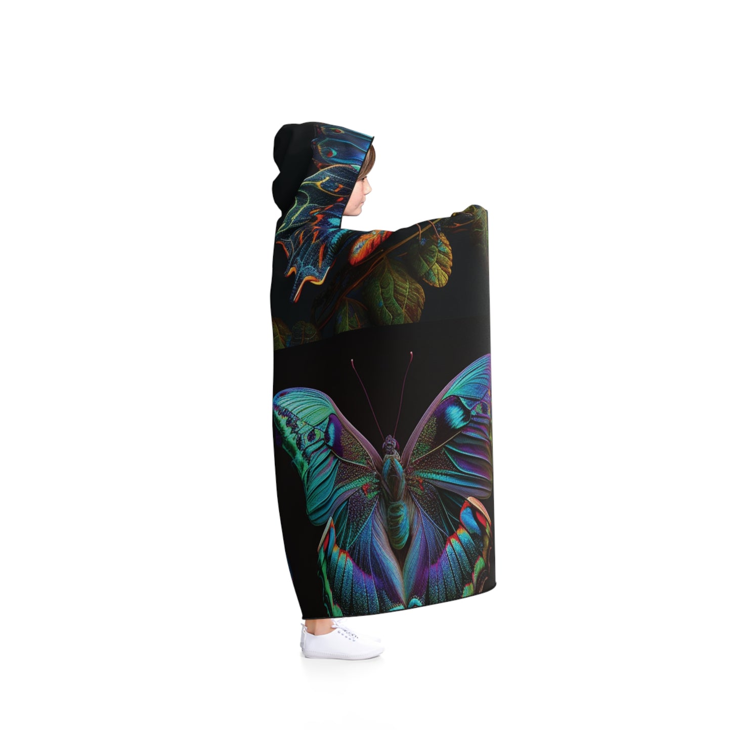 Hooded Blanket Hue Neon Butterfly 5