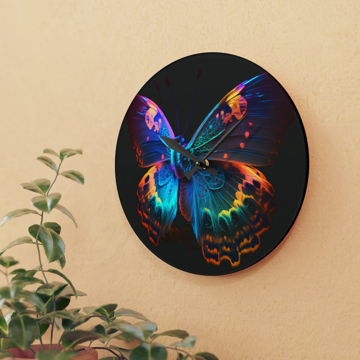 Acrylic Wall Clock Raw Hyper Color Butterfly 4