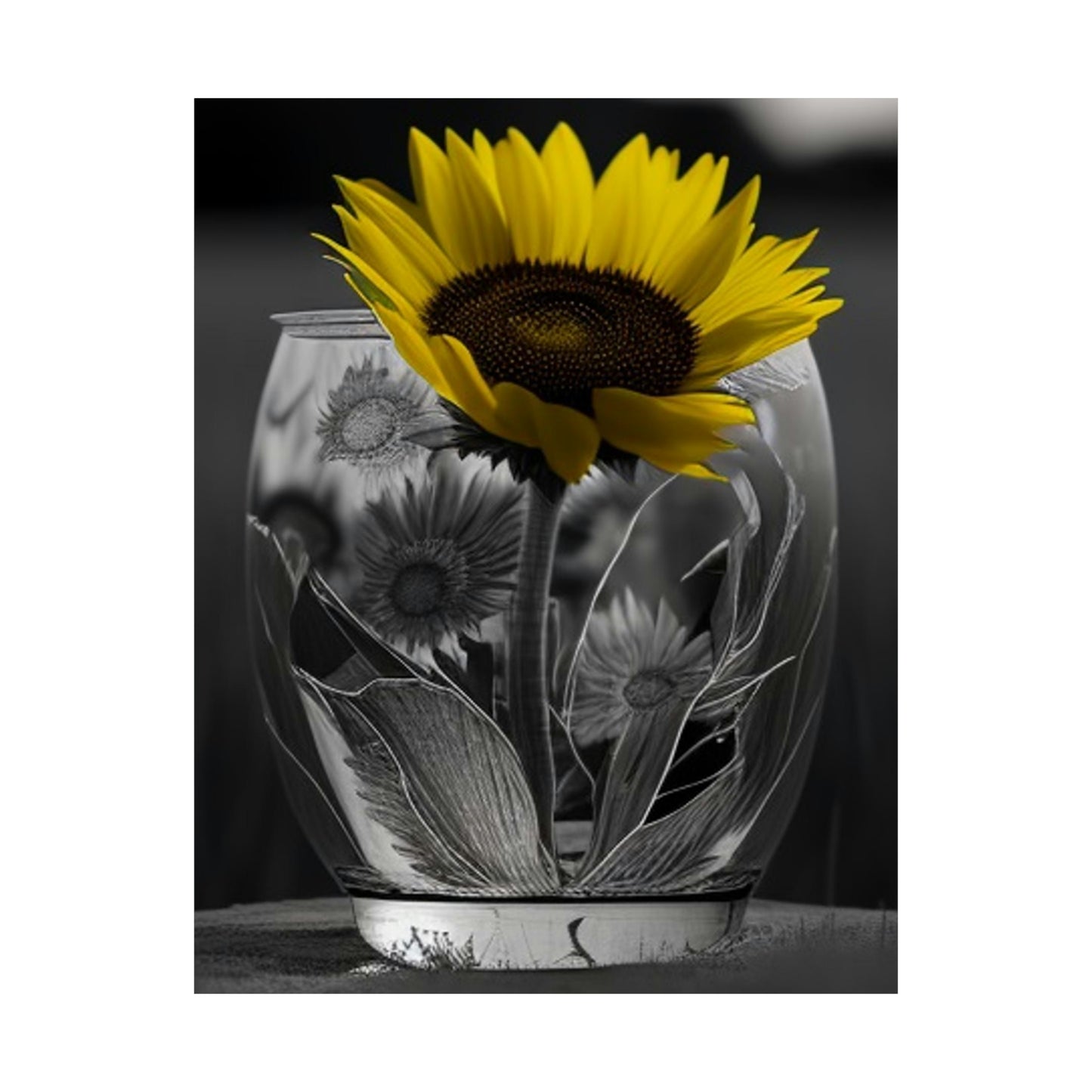 Premium Matte Vertical Posters Yellw Sunflower in a vase 1