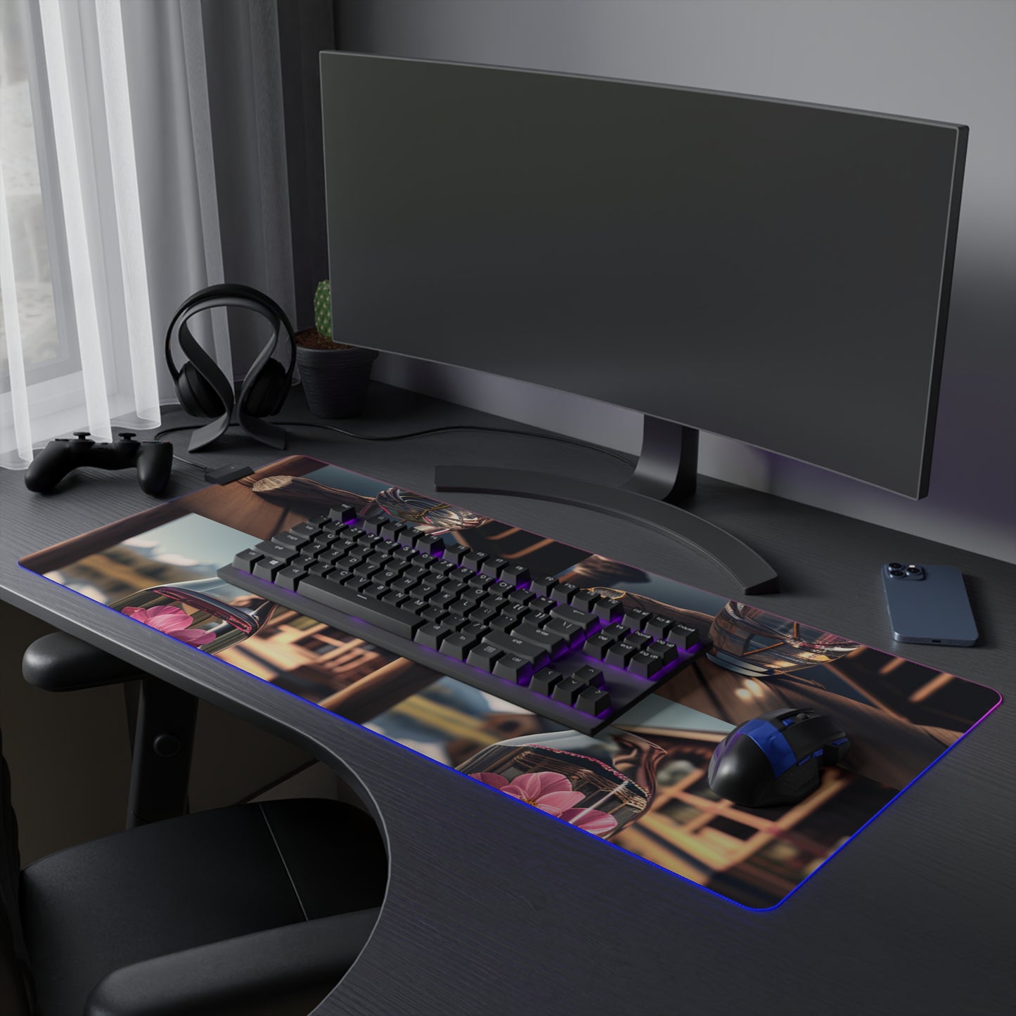 LED Gaming Mouse Pad Pink Magnolia 5