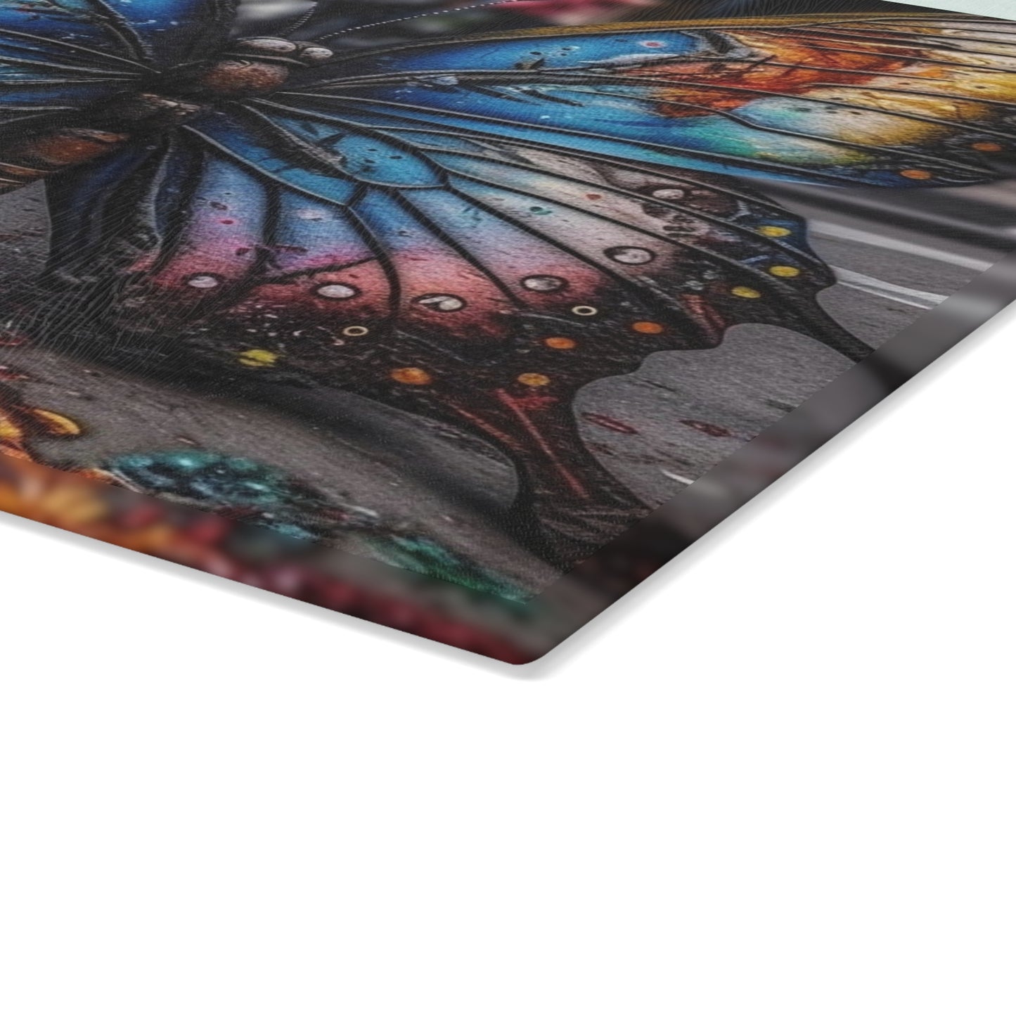 Glass Cutting Board Liquid Street Butterfly 4