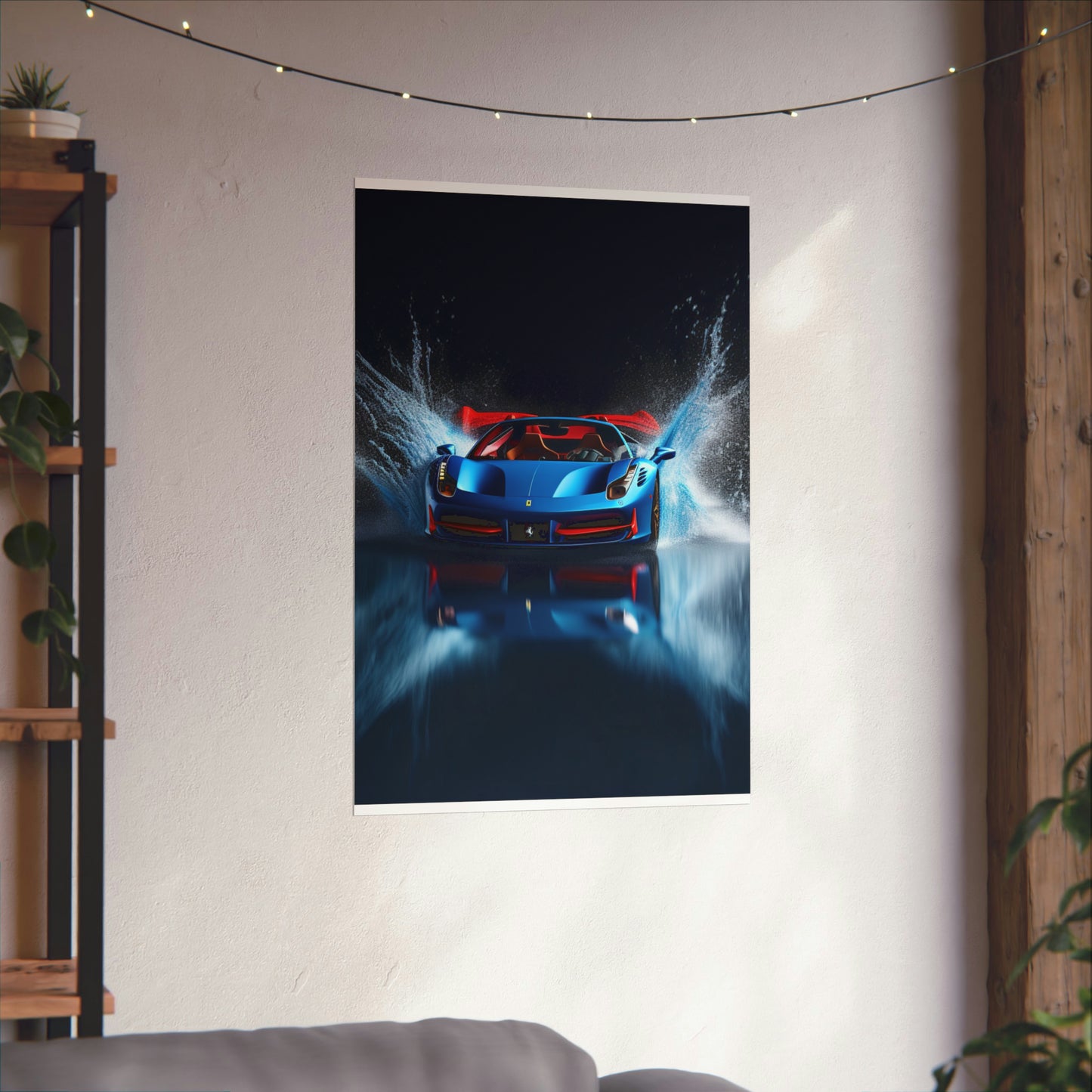 Premium Matte Vertical Posters Ferrari Water Splash 1