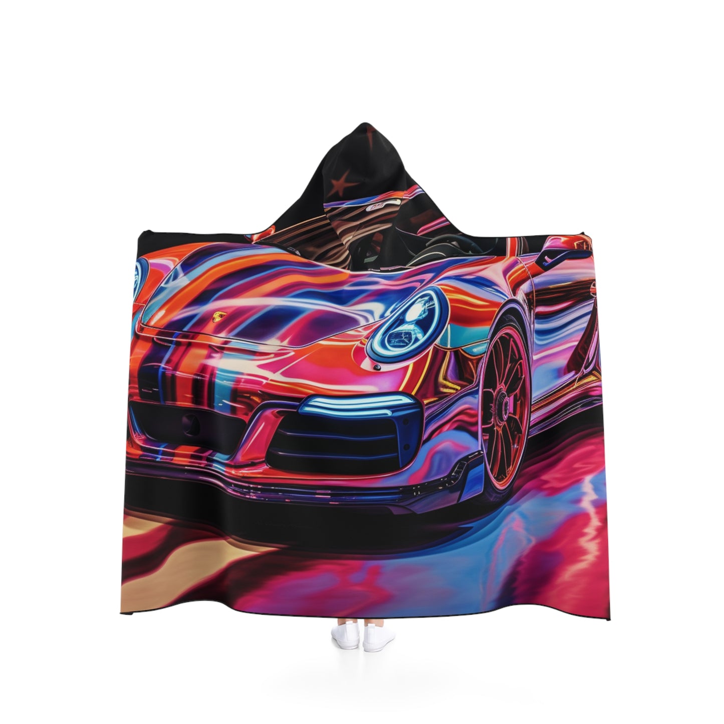 Hooded Blanket Macro American Flag Porsche 4