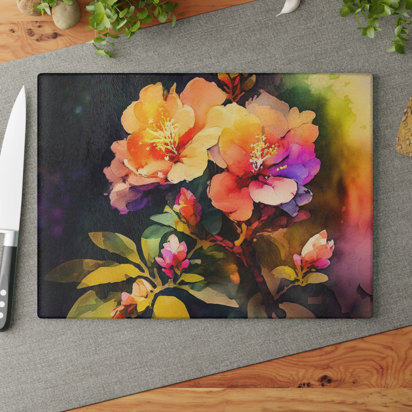 Glass Cutting Board Bright Spring Flowers 2
