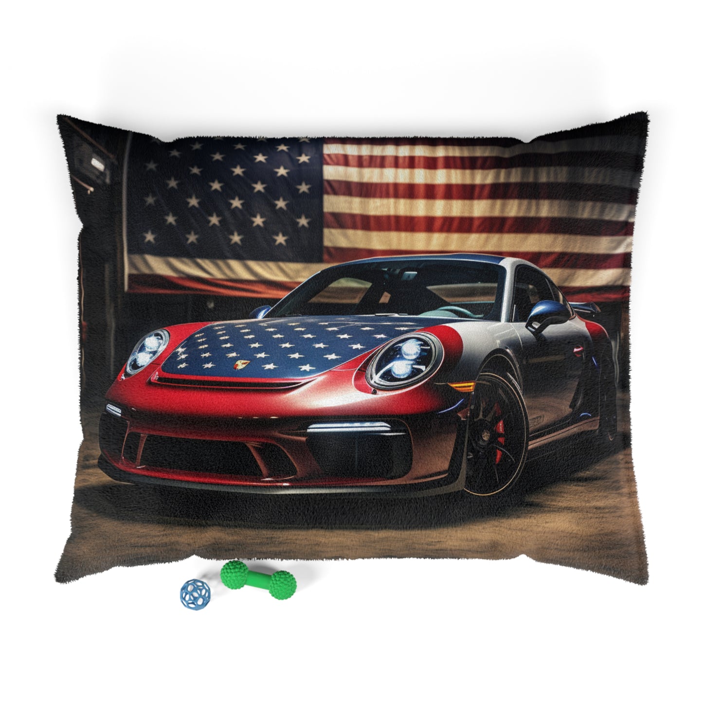 Pet Bed American Flag Background Porsche 1