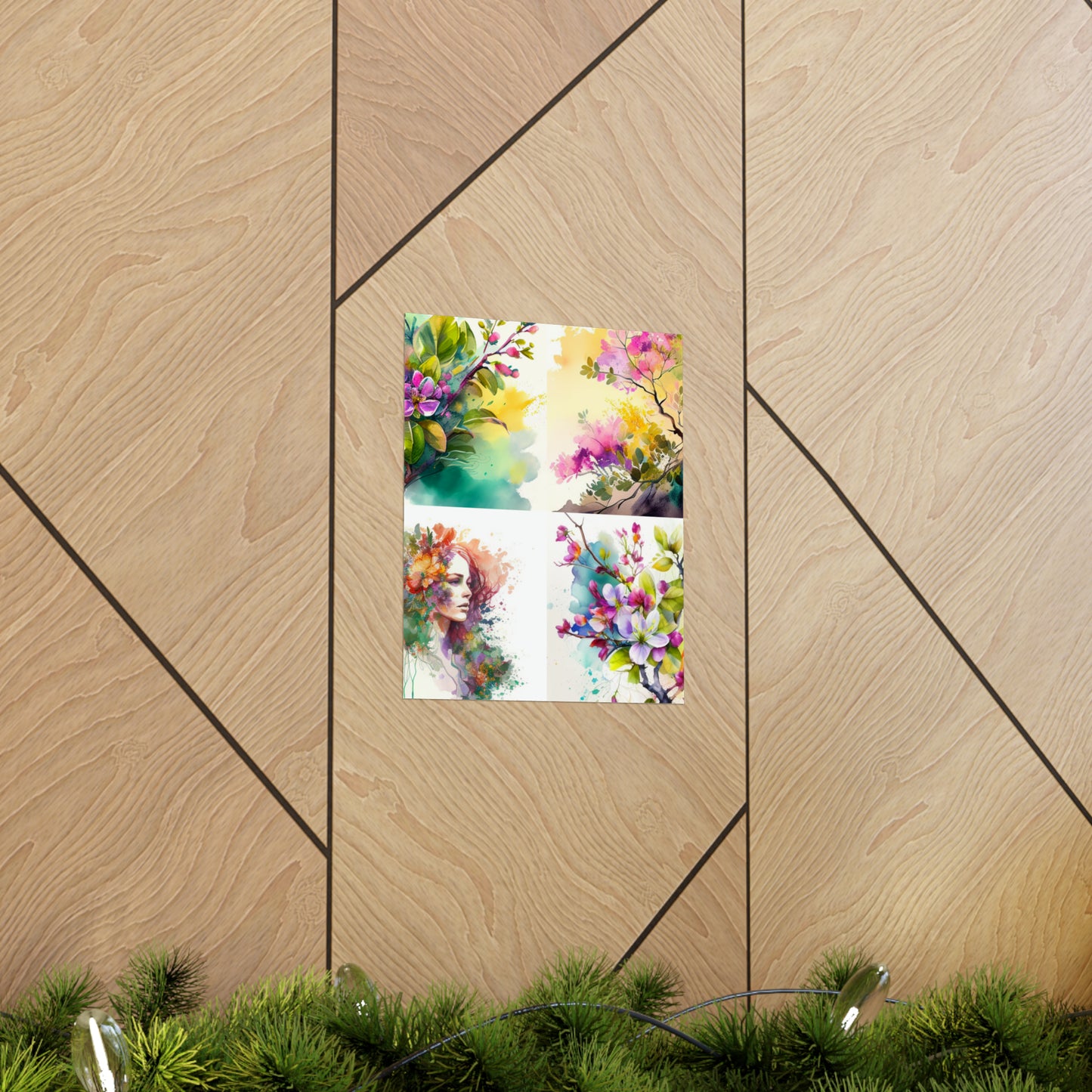 Premium Matte Vertical Posters Mother Nature Bright Spring Colors Realistic Watercolor 5