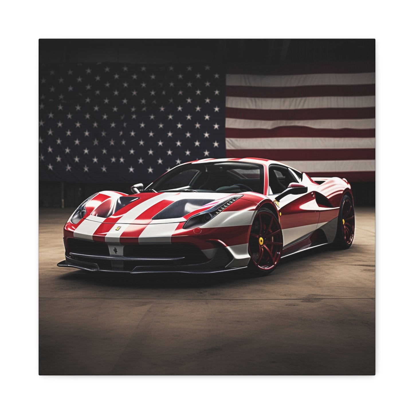 Canvas Gallery Wraps American Flag Background Ferrari 2