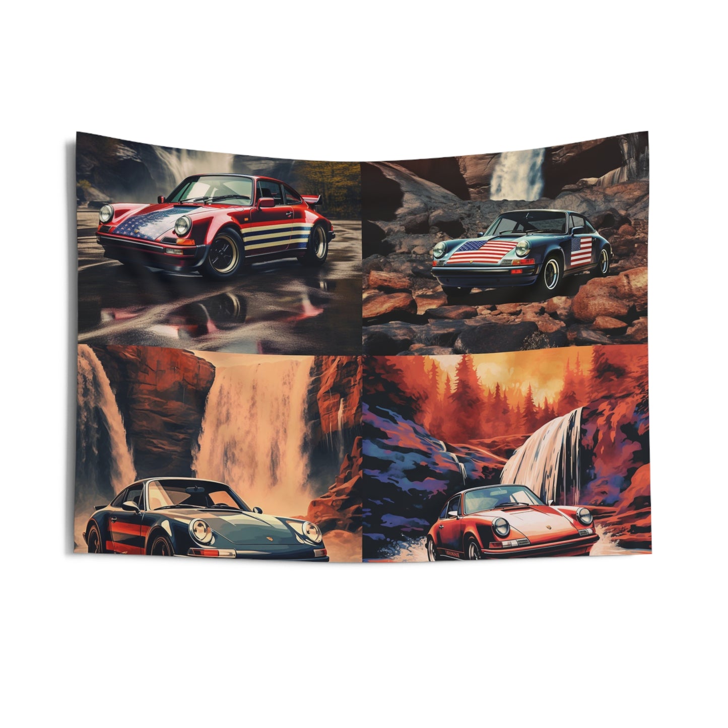 Indoor Wall Tapestries American Flag Porsche Abstract 5