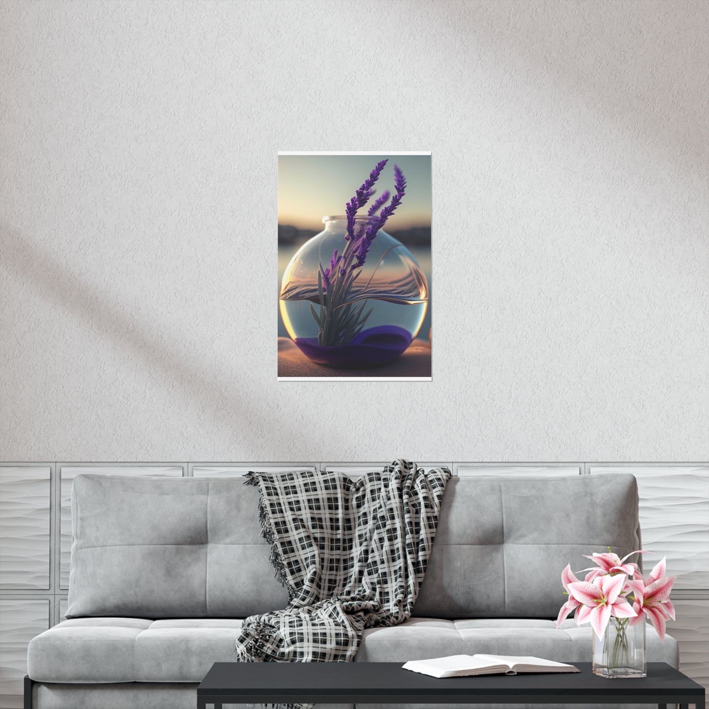 Premium Matte Vertical Posters Lavender in a vase 3