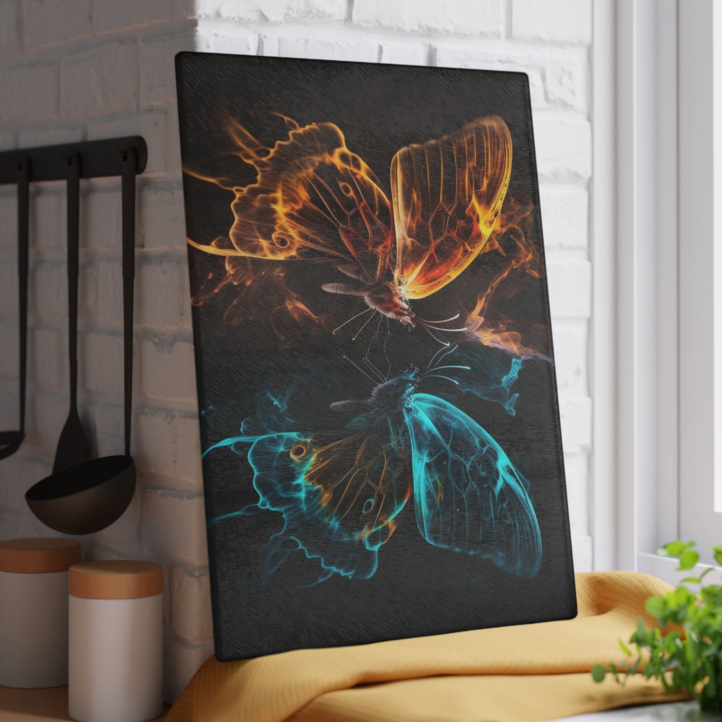 Glass Cutting Board Kiss Neon Butterfly 6