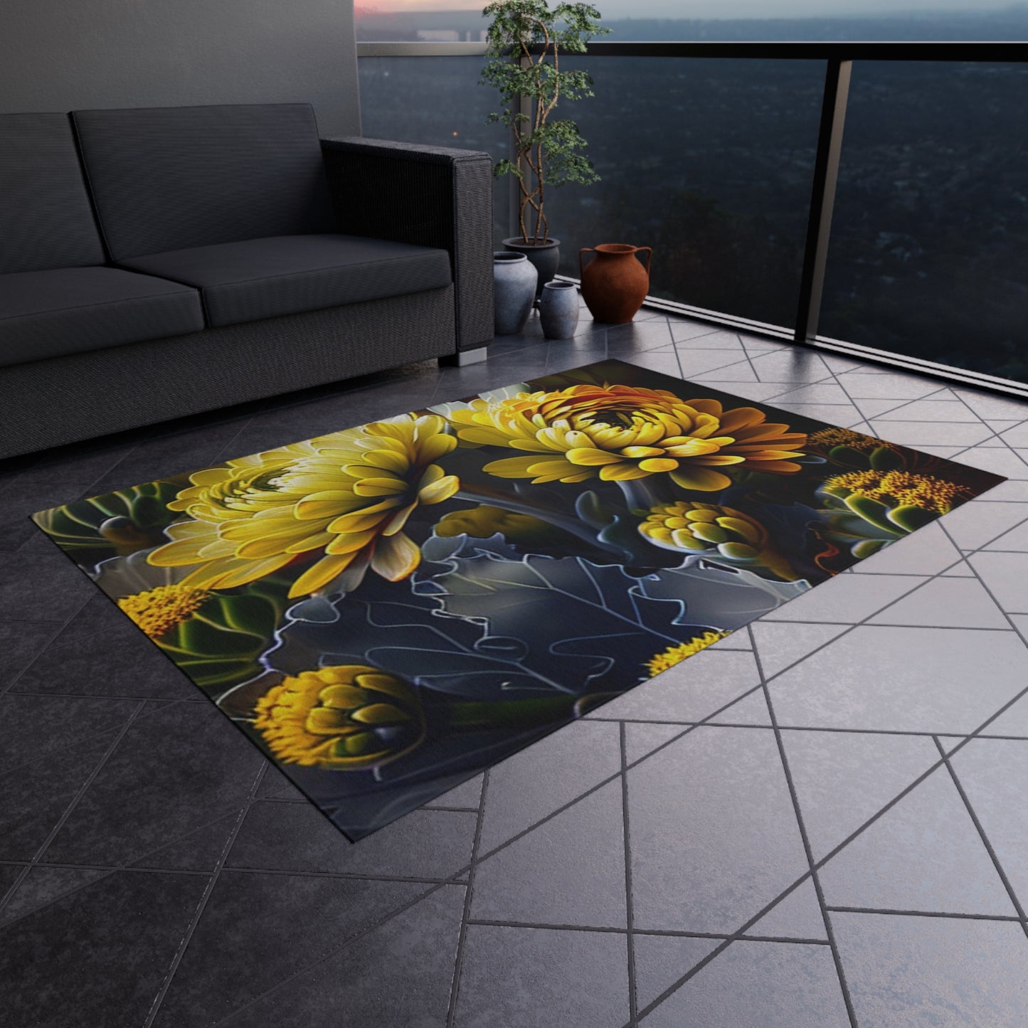 Outdoor Rug  Yellow Hermosas Flores Amarillas 1