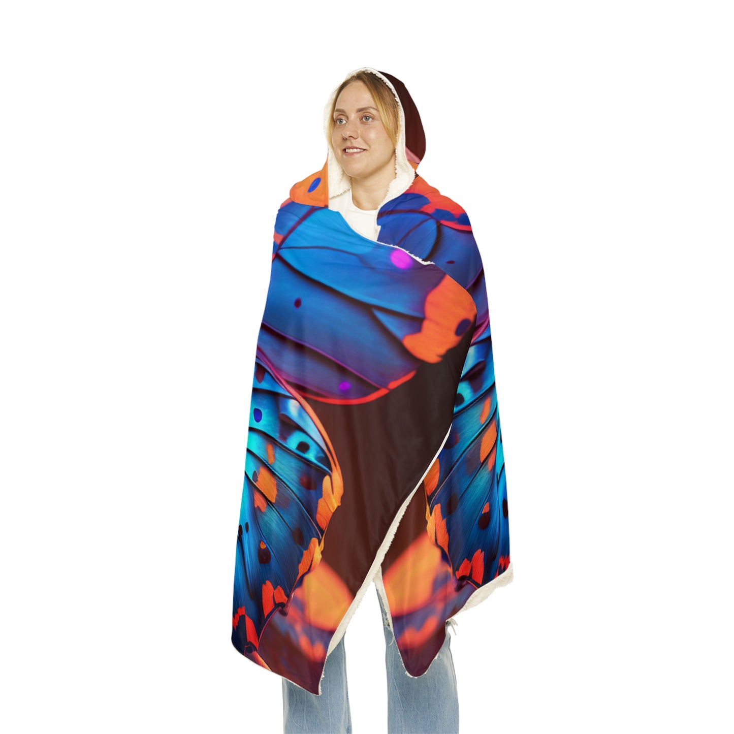 Snuggle Hooded Blanket Neon Butterfly Macro 3