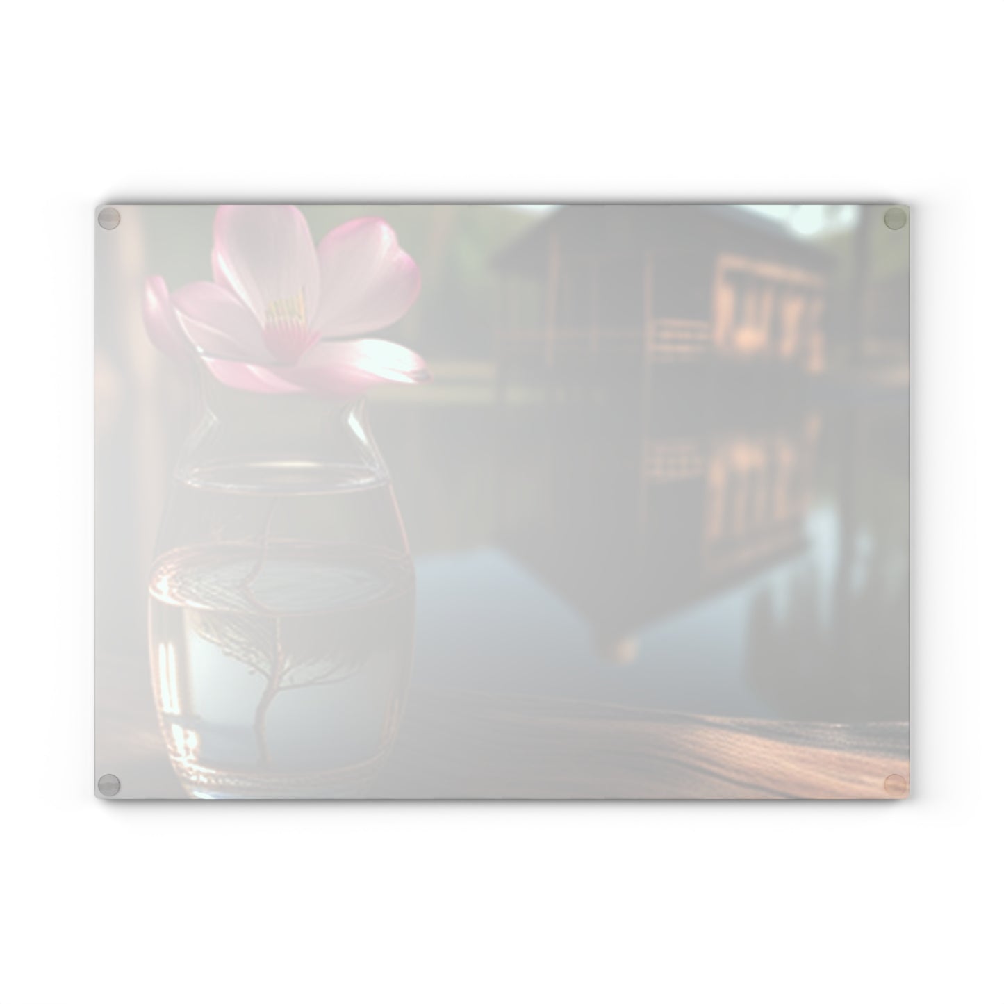 Glass Cutting Board Magnolia in a Glass vase 1