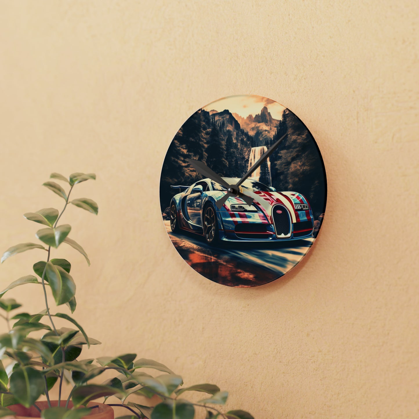 Acrylic Wall Clock Bugatti Waterfall 1