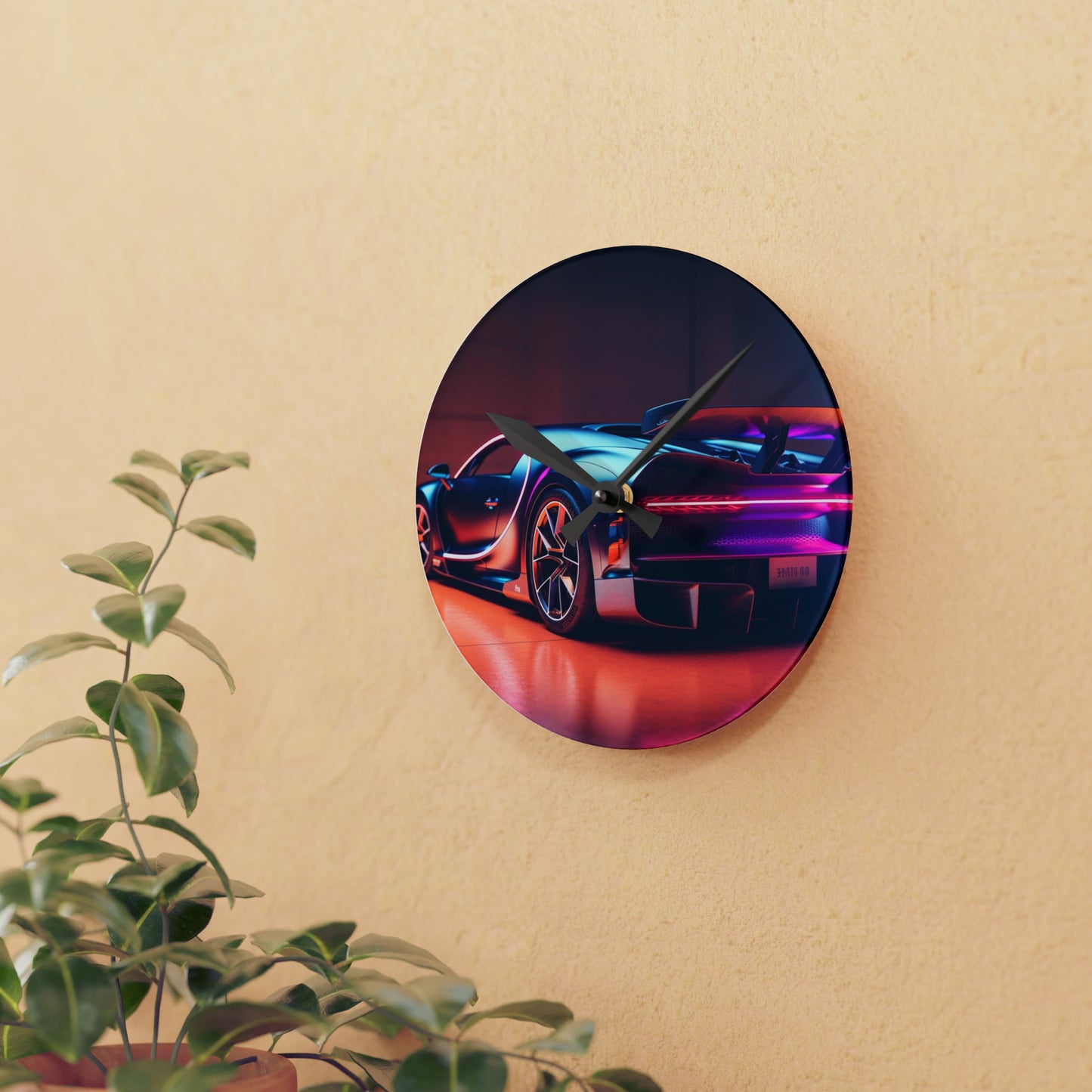 Acrylic Wall Clock Hyper Bugatti Neon Chiron 2