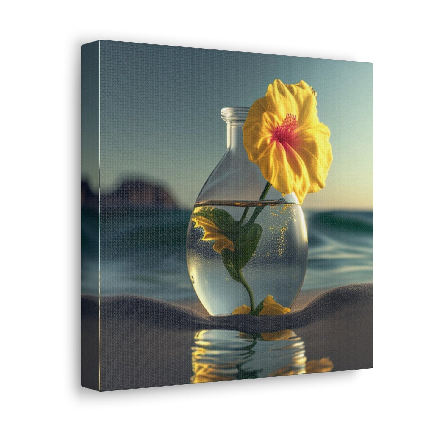 Canvas Gallery Wraps Yellow Hibiscus glass 2