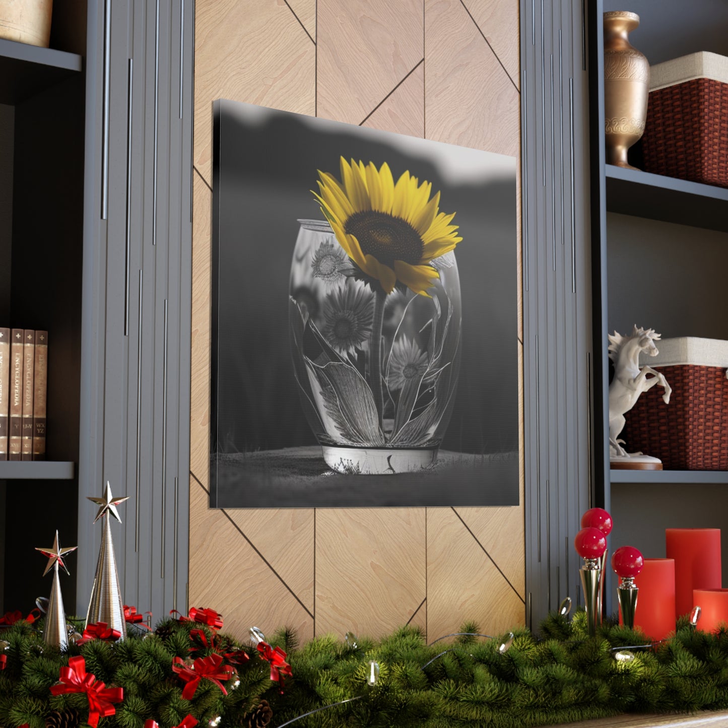 Canvas Gallery Wraps Yellw Sunflower in a vase 1