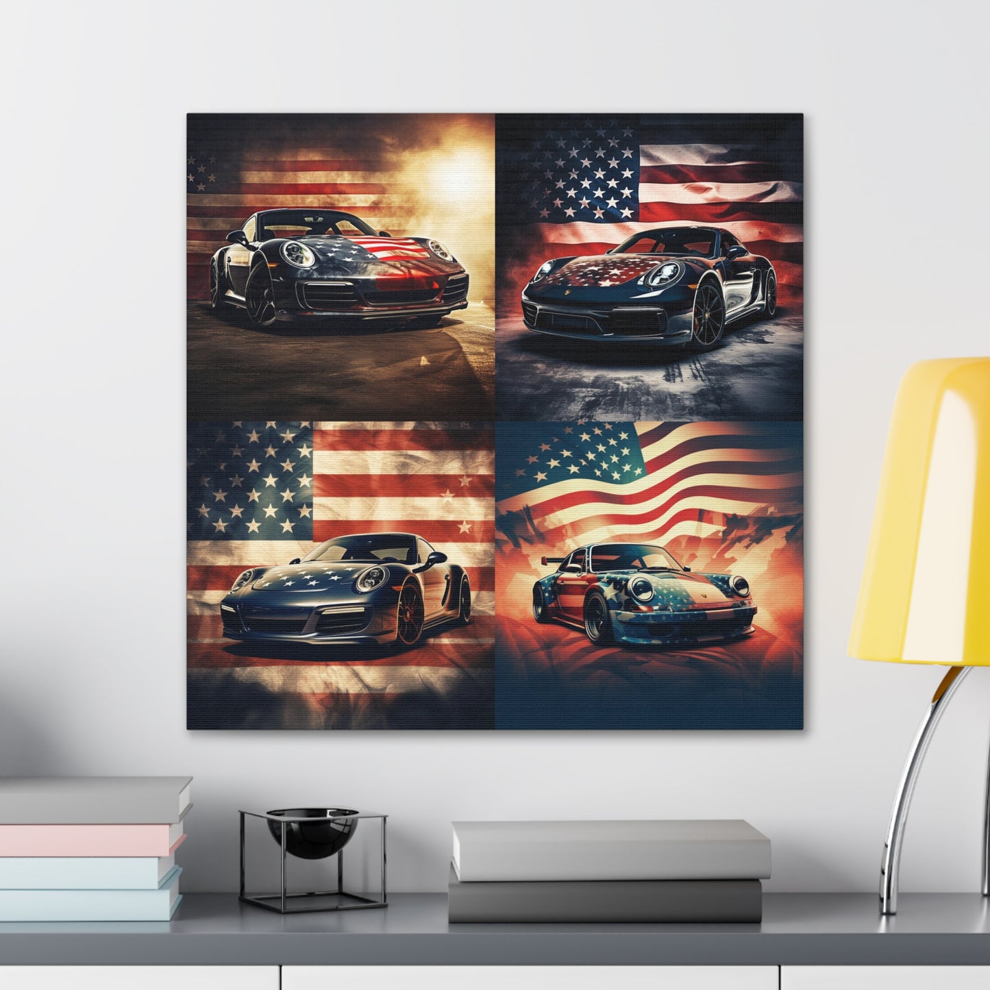 Canvas Gallery Wraps Abstract American Flag Background Porsche 5