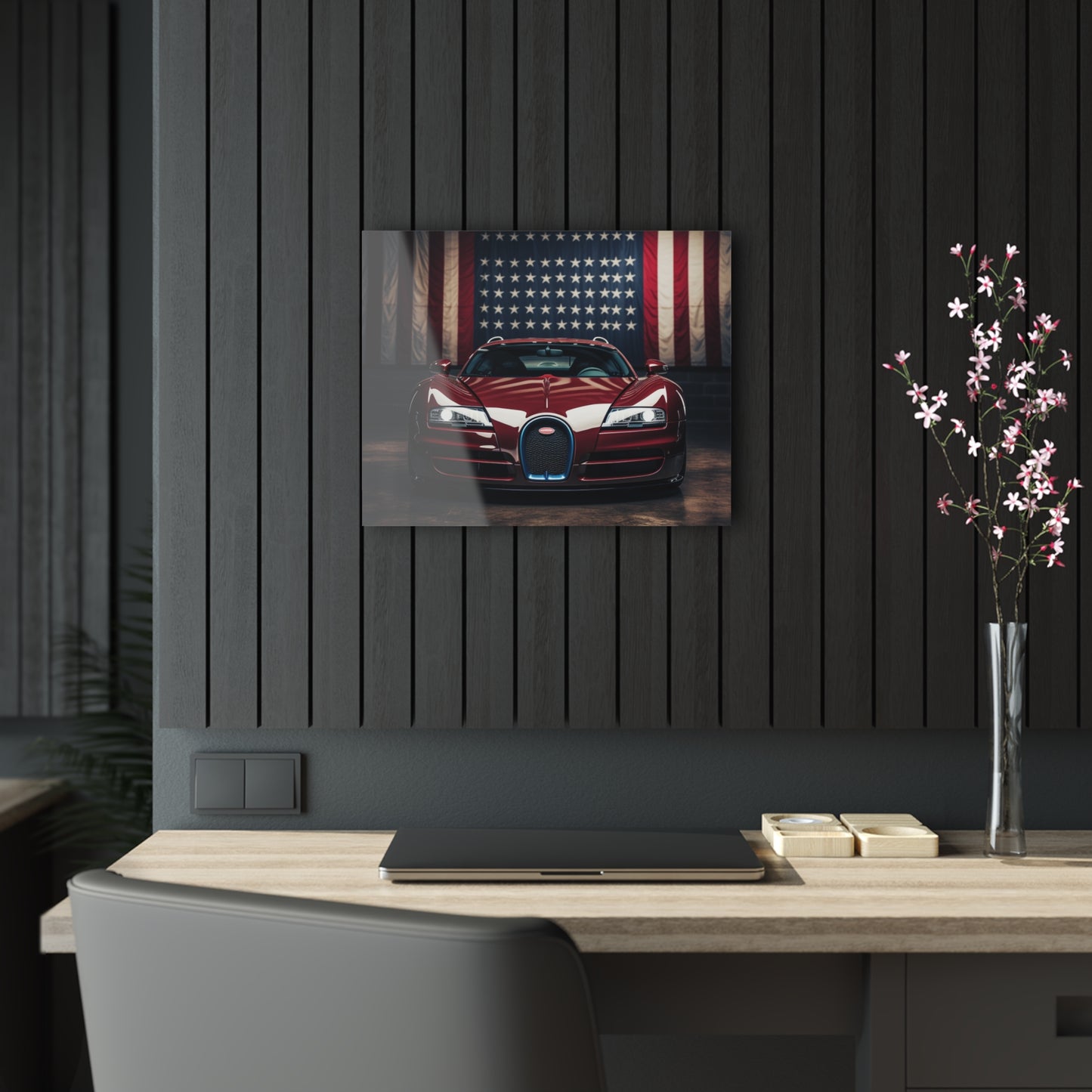 Acrylic Prints American Flag Background Bugatti 1