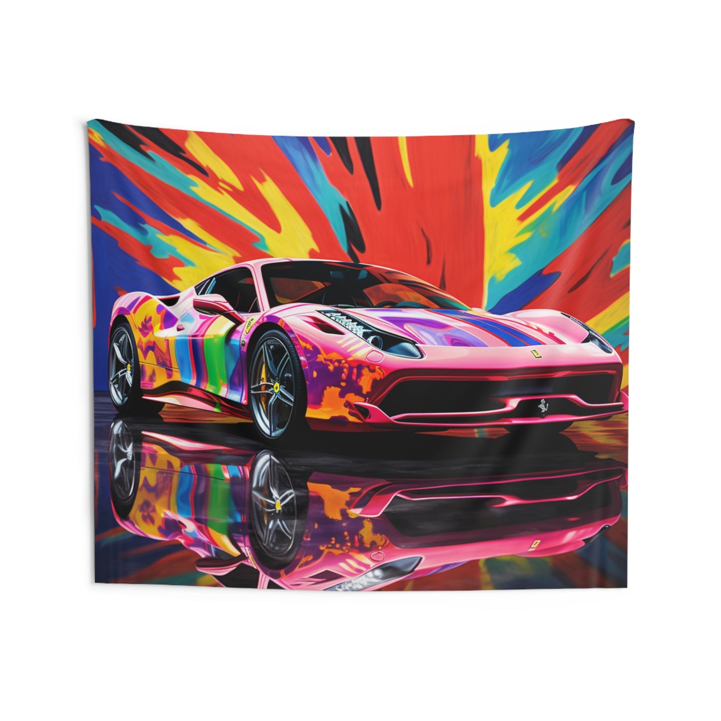 Indoor Wall Tapestries Hyper Colorfull Ferrari 3