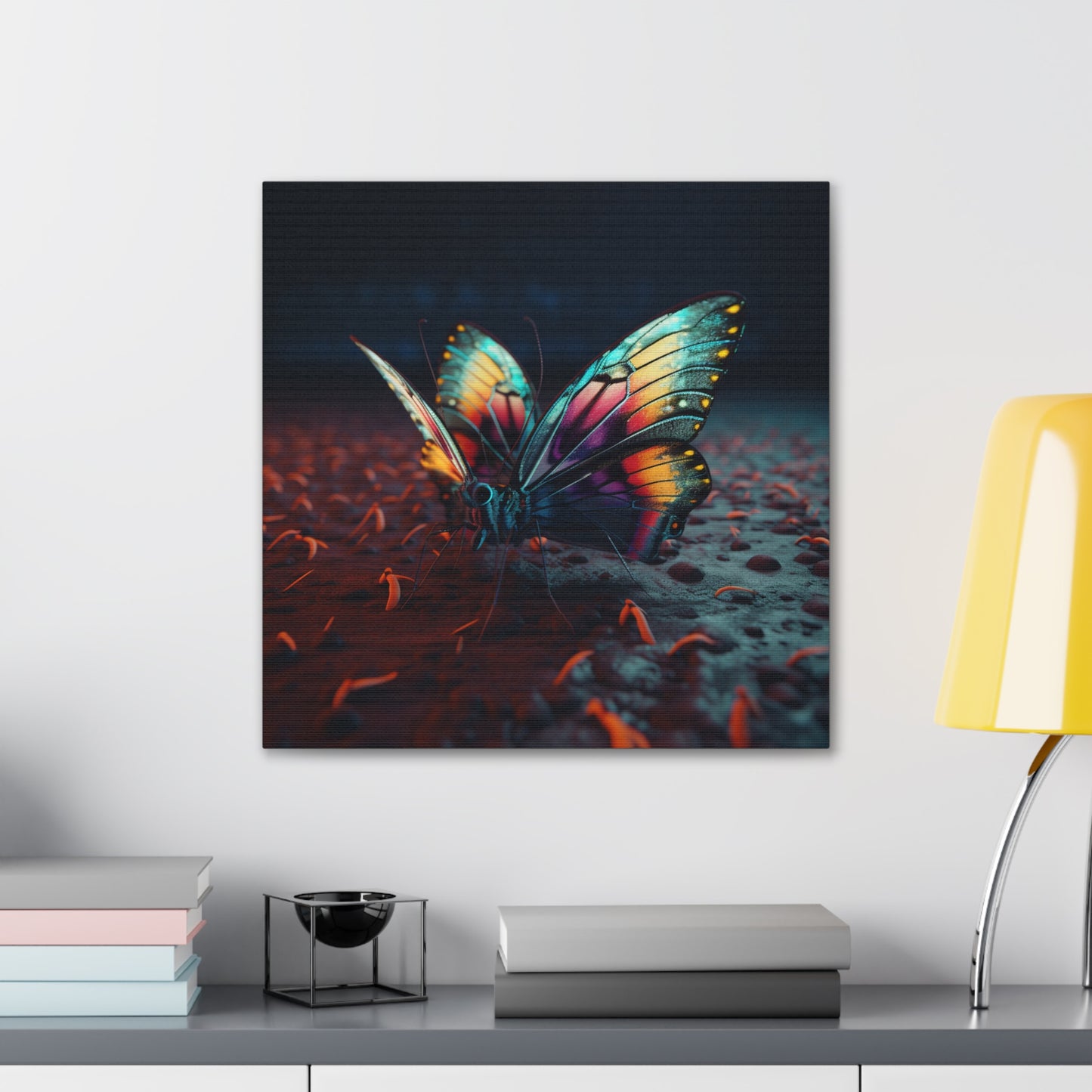 Canvas Gallery Wraps Hyper Colorful Butterfly Macro 1