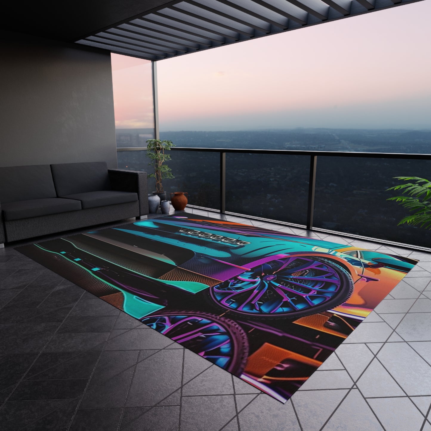 Outdoor Rug  Bugatti Neon Chiron 1