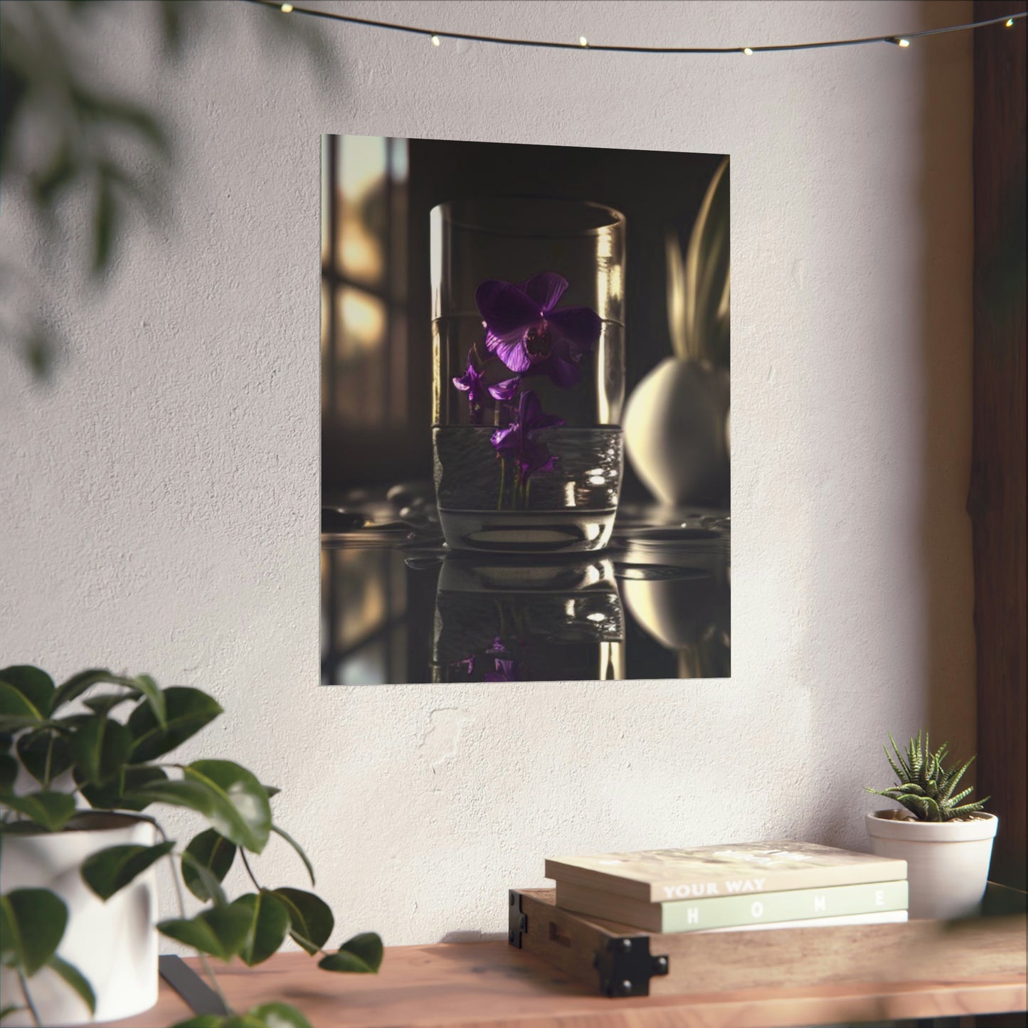 Premium Matte Vertical Posters Purple Orchid Glass vase 4